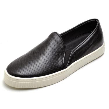 Imagem de Tenis Slip On Iate Couro Feminino Calce Facil Moderno Palmilha Conforto