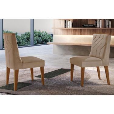 Imagem de Cadeira Sala de Jantar Nevada Kit 2 Un MDF Imbuia/Veludo Capuccino - Rufato