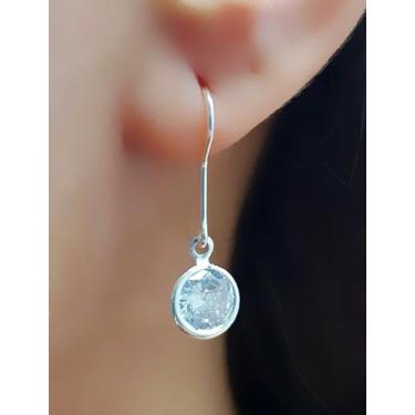 Imagem de Brinco Anzol Ponto de Luz Zircônia Cristal Banhado a Prata  - Almadine