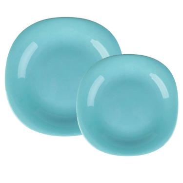 Imagem de Aparelho De Jantar Jogo Pratos Kit 12 Pçs Dama Vidro Opalino