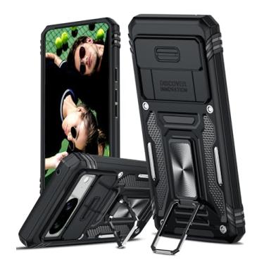 Imagem de Capa compatível com 7: 7 capas com 2 protetores de tela, capa resistente com capa de câmera deslizante e capa magnética giratória de 360°, preta