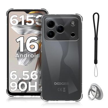Imagem de NOUKAJU Capa para DOOGEE Note 56, capa protetora transparente de TPU, função de suporte, suporte ajustável, proteção abrangente, capa protetora para DOOGEE Note 56 (transparente)