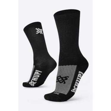 Imagem de Meia HUPI Lisa Preta Cano Médio 1 Par para Corrida Bike, Cor: PRETO, Tamanho: Único 36-42