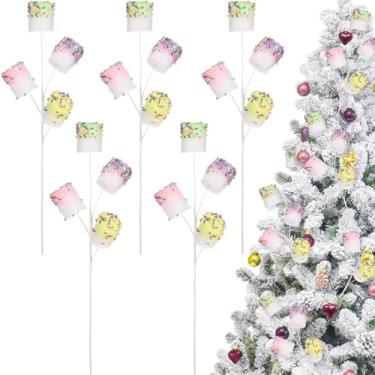 Imagem de Norme 5 palhetas de árvore de Natal pastel de 40,6 cm, palhetas de doces e pirulitos para decoração de enchimento de árvore de Natal, enfeites de galhos de Natal para enchimento de vaso de guirlanda