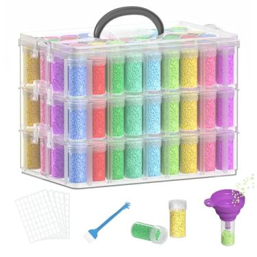 Imagem de VANSUNS Caixa de armazenamento de pintura de diamante de 3 camadas, armazenamento de arte de diamante com 156 compartimentos, adequada para comprimidos, sementes, recipientes de armazenamento de arte