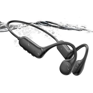 Imagem de Fone de Condução Óssea Bluetooth 5.3, IPX8 À Prova D'água, 32GB Memória Interna, 8-10 Horas Bateria, para Natação e Esportes Aquáticos