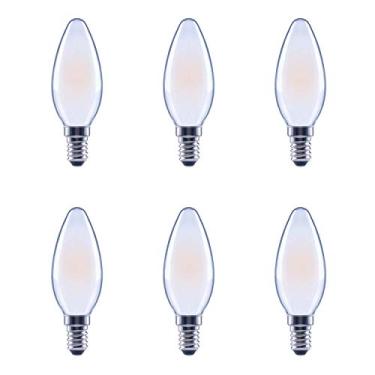 Imagem de Asencia FG-03895 Equivalente a 60 watts B11 Frost Filamento Decorativo Luz do Dia 5000 K, 15.000 horas regulável pacote com 6 lâmpadas de LED, branca