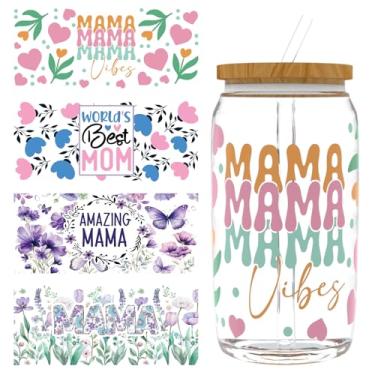 Imagem de Elewins 12 peças de papel de transferência DTF UV para Dia das Mães Flores e Coelhos para 473 ml, Óculos, Mesas, Cadeiras, Computadores, Papel de Transferência UV DTF de Alta Viscosidade (Coelho do