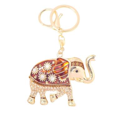 Imagem de Chaveiro de elefante de luxo com motivo solar de cristal dourado