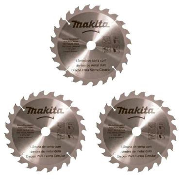 Imagem de Kit Com 03 Discos De Serra Circular Para Madeira 7.1-4 185mmx2.2mm 24 Dentes Makita D-51340