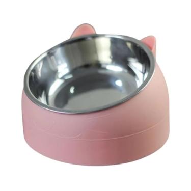 Imagem de Comedouro e Bebedouro Pote Ração Elevado Cães Gatos Pet Inox Formato Orelhinha - Linha LUXO (400 ml) ROSA