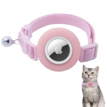 Imagem de Coleira AirTag para gatos, coleira GPS para gatos com suporte Apple AirTag, coleiras rastreadoras de gatos separáveis com faixa elástica de segurança para meninas, meninos, gatos, filhotes e gatinhos