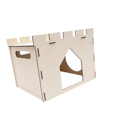Imagem de MFMEXUL Casinha de Madeira para Coelhos, Gaiola Espaçosa, Acessórios, Castelo para Dormir, Habitat para para Gatinhos, Gerbos E Ouriços, Estilo a