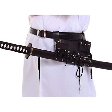 Imagem de BLESSUME Coldre Swords Black Frog com cinto medieval Rapier Cross Lacing Holder Belt (preto)