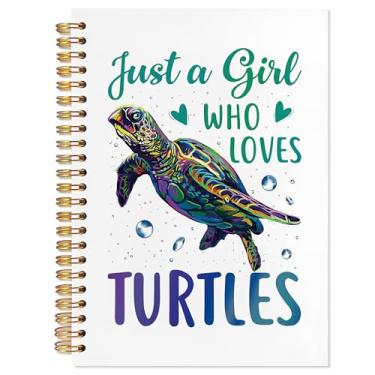 Imagem de YTRGI See Turtle Gifts for Women Turtles Lovers Men Kids, Just a Girl Who Loves Turtles Cadernos para anotações, Ocean Beach Journals para escrever, caderno espiral 14 x 21 cm