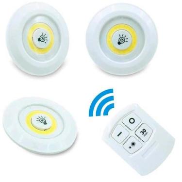 Imagem de Lâmpada Led Luminária Sem Fio Controle Remoto Kit C/3 Spots - Relet