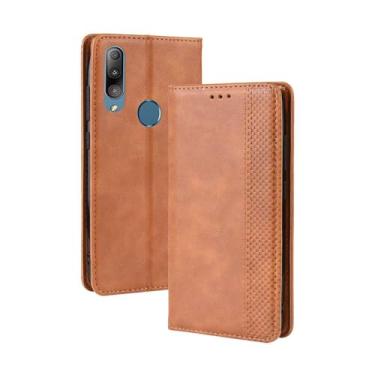 Imagem de Capa para Asus Zenfone Max Shot ZB634KL,Retro Flip magnético,Caso de telefone de couro PU,Design de carteira com 3 slots de cartão e 1 clipe de dinheiro -Brown