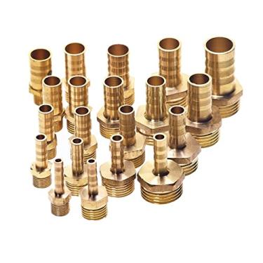 Imagem de 5 peças de mangueira de encaixe de tubo de latão 8 mm-12 mm cauda de farpa 1/20.3 cm 1/10.2 cm 1/5.1 cm BSP conector macho junta de cobre acoplador de tubo adaptador junta de gás (barra de 8 mm, 1