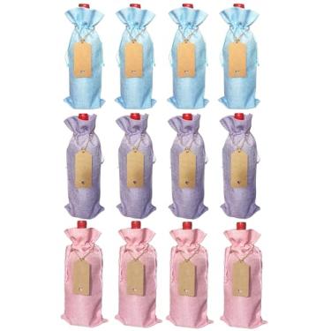 Imagem de Pacote com 12 sacos de presente de azeite de oliva de serapilheira premium com etiquetas de presente – Capas reutilizáveis de juta com cordão, ideais para Natal, casamentos, festas, degustações às