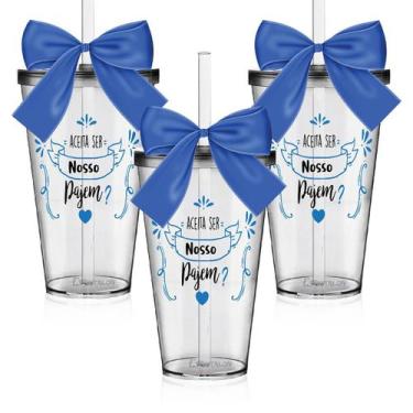 Imagem de Kit 3 Copos 550 Ml Lembrança Personalizada Pajem Em Acrílico - Krystal