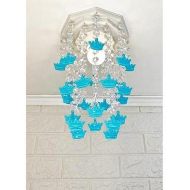 Imagem de Lustre Plafon Luminária Teto Quarto Bebê Menino Coroas Azul - Lustres 