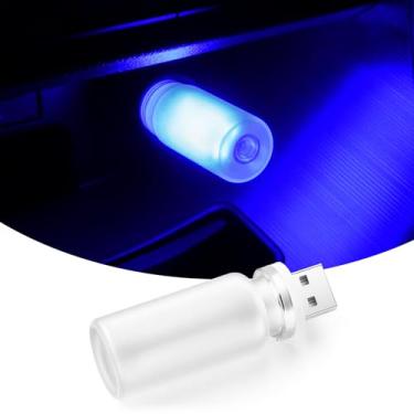 Imagem de iFunyLED Luzes noturnas de LED USB para interior do carro, kit de iluminação ambiente de carro regulável portátil, mini garrafa de vidro fosco retrô decorações para veículos, acampamento, quarto
