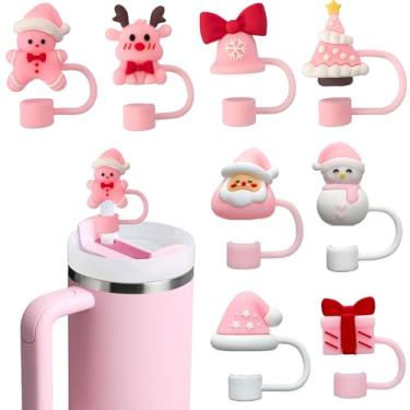 Imagem de HATOTO Capas de palha Stanley de Natal para Stanley Cup, topos de palha de inverno 3D para Stanley, topo de silicone de grau alimentício de desenho animado, tampa de canudos reutilizáveis de Natal