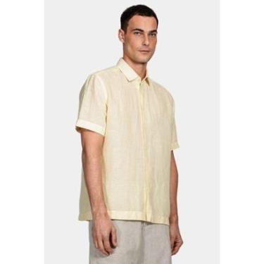 Imagem de Camisa Regular Linho Algodão f Amarelo-Masculino