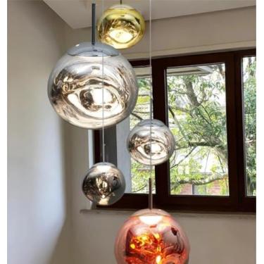 Imagem de Luminária pendente exclusiva em formato de lâmpada de lava - Lustre de design para escadas, casas, duplex, salas de estar, salas de jantar e balcões de bar (cinza fumê, 18 cm)