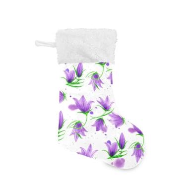 Imagem de GakkiGii Meias de Natal com flores elegantes, pacote com 2, decoração grande para pendurar na parede da árvore da lareira, 45 x 31 cm