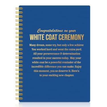 Imagem de XQLZY Congratulations On Your White Coat Ceremony Caderno espiral azul marinho, presentes de cerimônia de jaleco branco para filha filho, presentes de formatura para fisioterapia, médico, enfermeira
