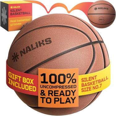 Imagem de NALIKS Bolas de exercício: Basquete silencioso com 90% de Bounciness original | Basquete interno de 75 cm, NBA tamanho nº 7, basquete Airless de 360 g: basquete de espuma interna, bola silenciosa com