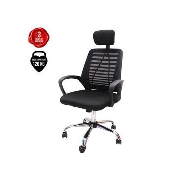 Imagem de Cadeira De Escritório Ribs Presidente com Apoio de Cabeça Preta