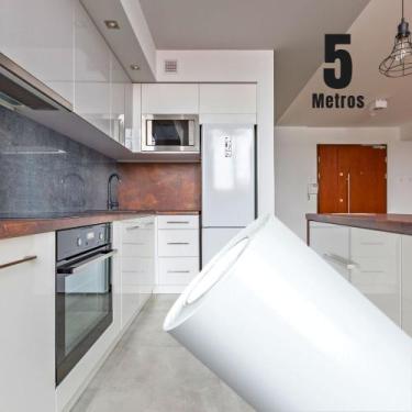 Imagem de Papel de Parede Adesivo Decorativo Branco ROLO 5m Envelopamento Gelade