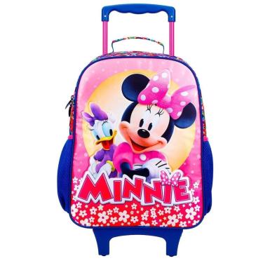 Imagem de Mochila Escolar de Rodas Minnie Mouse Rosa Original Disney-Feminino