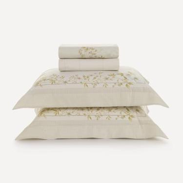 Imagem de Jogo de Cama King Karsten Eva Percal 200 Fios Dobra Feita