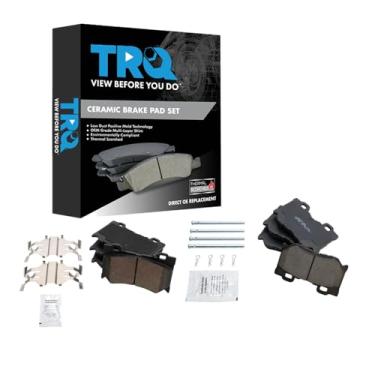 Imagem de TRQ Pastilhas de freio de cerâmica compatíveis com 2009-2013 INFINITI FX50 2008-2013 G37 2011-2013 M37 M56 2014-2019 Q50 2014-2015 Q60 Q70 2015-2015 19 Q7 0L 2014 QX70