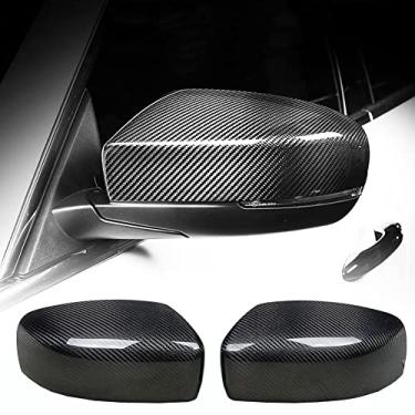 Imagem de MCARCAR KIT Capa espelhada compatível com Maserati Quattroporte Ghibli S Q4 GTS Sedan 2014-2017 Real Dry Fibra de Carbono Complemento Retrovisor Lateral Retrovisor Tampas Exteriores do Carro Externo