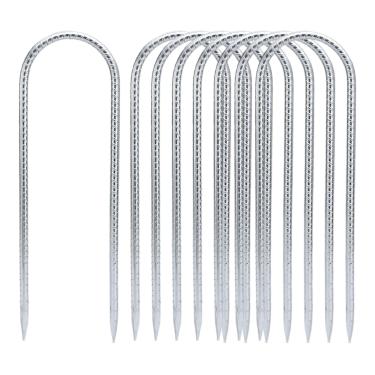 Imagem de SHENGHUISS Estacas de vergalhão de 30 cm, estacas de trampolim em forma de U, âncoras de terra de vento alto, pacote com 8 estacas de vergalhão de aço galvanizado para trampolim, barraca de