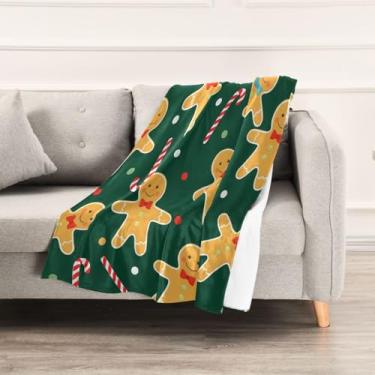 Imagem de Wassud Cobertores e mantas de Natal 152.4 cm x 228.6 cm Bonito cobertor de gengibre para sofá, cobertor quente aconchegante de lã de pelúcia para cama, sofá, cadeira, decoração de casa