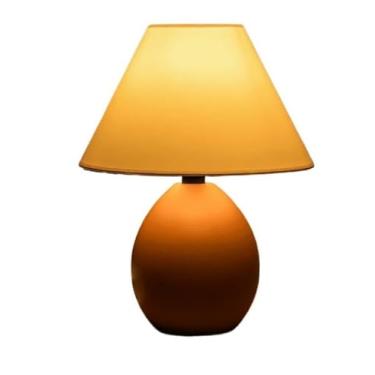 Imagem de Abajur Luminaria Ceramica Porcelana Bivolt com Cupula Elipse Decoração Quarto Escritorio Sala Decoração(Terracota)