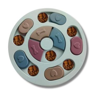 Imagem de Brinquedo Interativo Comedouro Lento para Cachorro Pet Porta Petisco Puzzle Redondo (Verde)