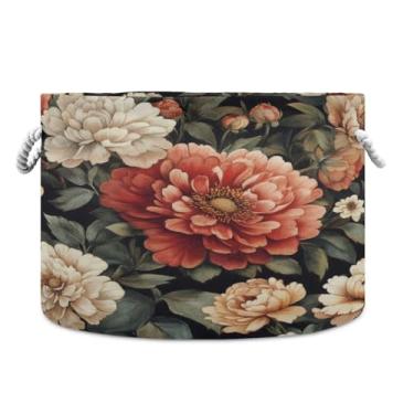 Imagem de WELLDAY Cesta de corda de algodão flores vintage cesta de lavanderia de bebê para sala de estar, lavanderia, berçário, travesseiros, decoração de casa