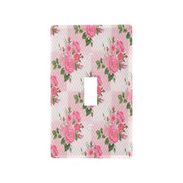 Imagem de Wassud Capa decorativa para placa de parede com interruptor de luz rosas, para decoração de casa, tomadas elétricas, interruptor único, 11 x 6 cm
