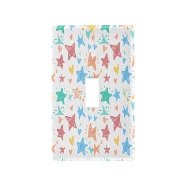 Imagem de Wassud Placa decorativa para interruptor de luz com estrelas coloridas, placa de parede para tomadas elétricas, interruptor único