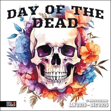 Imagem de RED EMBER Calendário de parede Day of the Dead 2026 12 meses | 30,5 cm x 61 cm aberto | Papel grosso e resistente | Presente | Calendário 2026