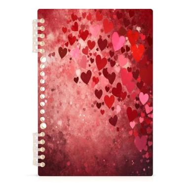 Imagem de Burbuja Caderno Love Hearts, papel pautado universitário A5 com 60 folhas, fichário para escritório, 1 pacote