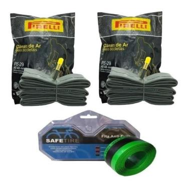 Imagem de Kit Fita Anti-furo Bike Aro 29 +2 Câmaras Ar Presta Pirelli - Safetire