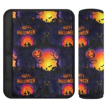 Imagem de Burbuja Capa para cinto de segurança de carro assustadora cena de Halloween protetor de cinto de segurança de carro macio confortável para alça de ombro de assento, 1 par pequeno