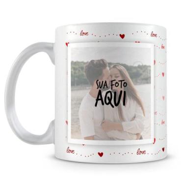 Imagem de Caneca Perolada Branca Personalizada - Love com 2 Fotos - Amo Canecas